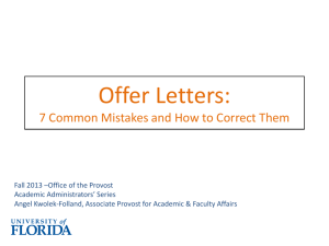Offer Letters - Office of the Provost