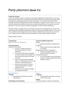 Party planning - L1 Cross curricular unit plan
