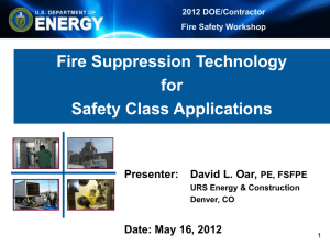 Fire Suppression Technology for Safety Class Application