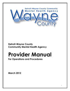 Provider Manual - Detroit Wayne Mental Health Authority