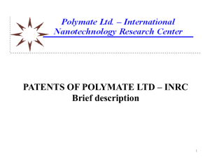 PATENTS OF POLYMATE LTD * INRC Brief description