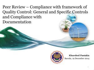 Peer Review – Compliance with framework of Quality