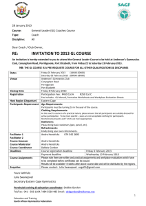 GL Course Invitation 2013 - South African Gymnastics Federation
