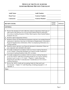Office of the State Auditor Auditors Report Review Checklist