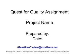 Quest for Quality Assignment (Project Name)