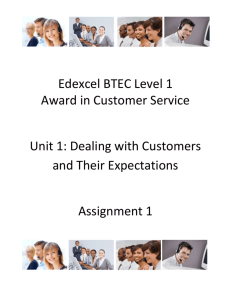 Assignment 1 - Unit 1: Dealing with Customers and Their Expectations