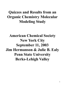 Quizzes Used for Organic Chemistry Molecular Modeling Study