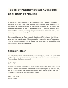 Means ( Averages) and their formulas