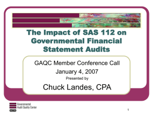 Impact of SAS No. 112 on Governmental Financial Audits