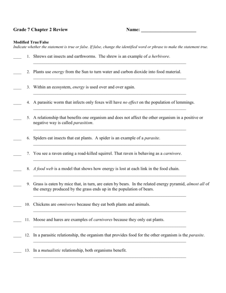 grade 7 science assignment