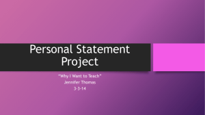 Personal Statement Project - Jennifer Thomas's Portfolio