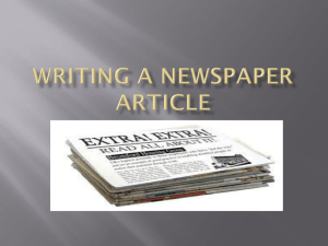 Writing a Newspaper Article The Masthead