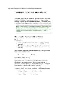 THEORIES OF ACIDS AND BASES