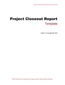 Project Closeout Report