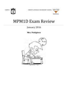 MPM1D Exam Review - Halton Catholic District School Board