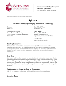 MIS 699 – Managing Emerging Information Technology
