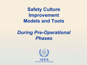 Safety Culture Improvement Models and Tools During Pre