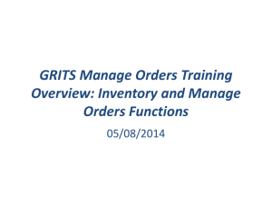 GRITS Manage Orders Training Overview: Inventory