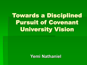 Towards a Disciplined Pursuit of Covenant University Vision
