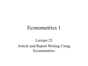 Articles and Reports Using Econometrics
