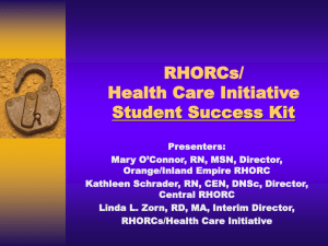 RHORCS/Health Initiative Student Success Kit - CA-HWI