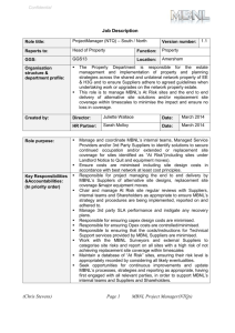 Confidential Job Description Role title: ProjectManager (NTQ