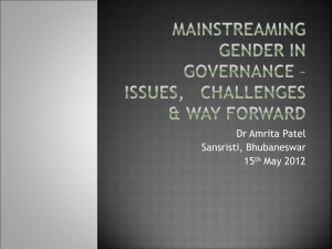 Mainstreaming Gender in Governance – Issues, Challenges & Way