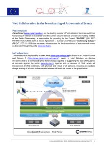 Web Collaboration in the broadcasting of Astronomical Events