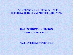 Livingstone Ashford Unit Beccles War Memorial Hospital