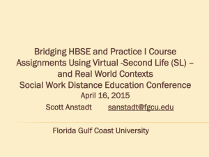 Second Life (SL) - Social Work Distance Education Conference