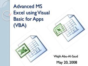 Advanced MS Excel using Visual Basic for Applications (VBA)