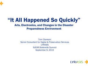 “It All Happened So Quickly” Arts, Electronics, and Changes in the