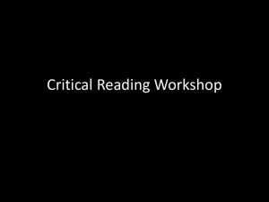 SAT Critical Reading Workshop