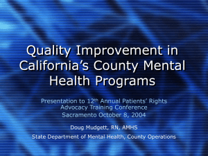 Quality Improvement in County Mental Health