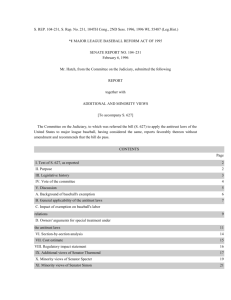 MAJOR LEAGUE BASEBALL REFORM ACT OF 1995, SENATE