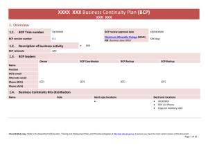 Individual Business Continuity Plan Template