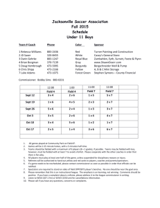 U11 Boys 2015 Fall Schedules