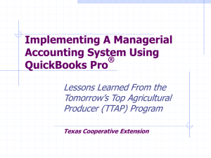 Implementing A Managerial Accounting System Using QuickBooks Pro