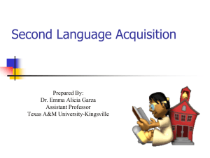 Second Language Acquisition - Office for Improving Second