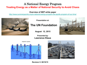 A National Energy Program What, Why, When and How? Overview