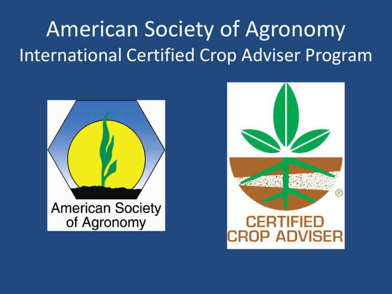 Training Presentation Certified Crop Adviser