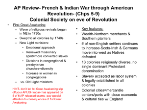 AP Review- French & Indian War through American Revolution