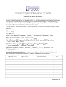 Basic Institutional Data Form - Northwest Commission on Colleges