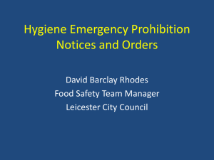Hygiene Emergency Prohibition Notices and Orders