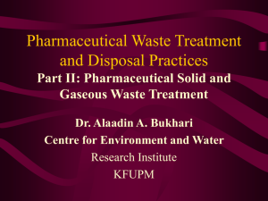 Pharmaceutical Waste Treatment and Disposal Practices Part I