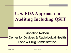 FDA Inspections, Compliance Review and Quality Systems Regulation