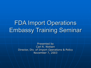 FDA Import Operations Embassy Training Seminar