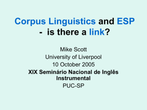 Corpus Linguistics and ESP - is there a link?