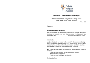 Booklet for the National Lament Week of Prayer Advent 2014