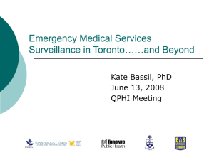 EMS Surveillance in Toronto…and Beyond – Dr. Kate Bassil